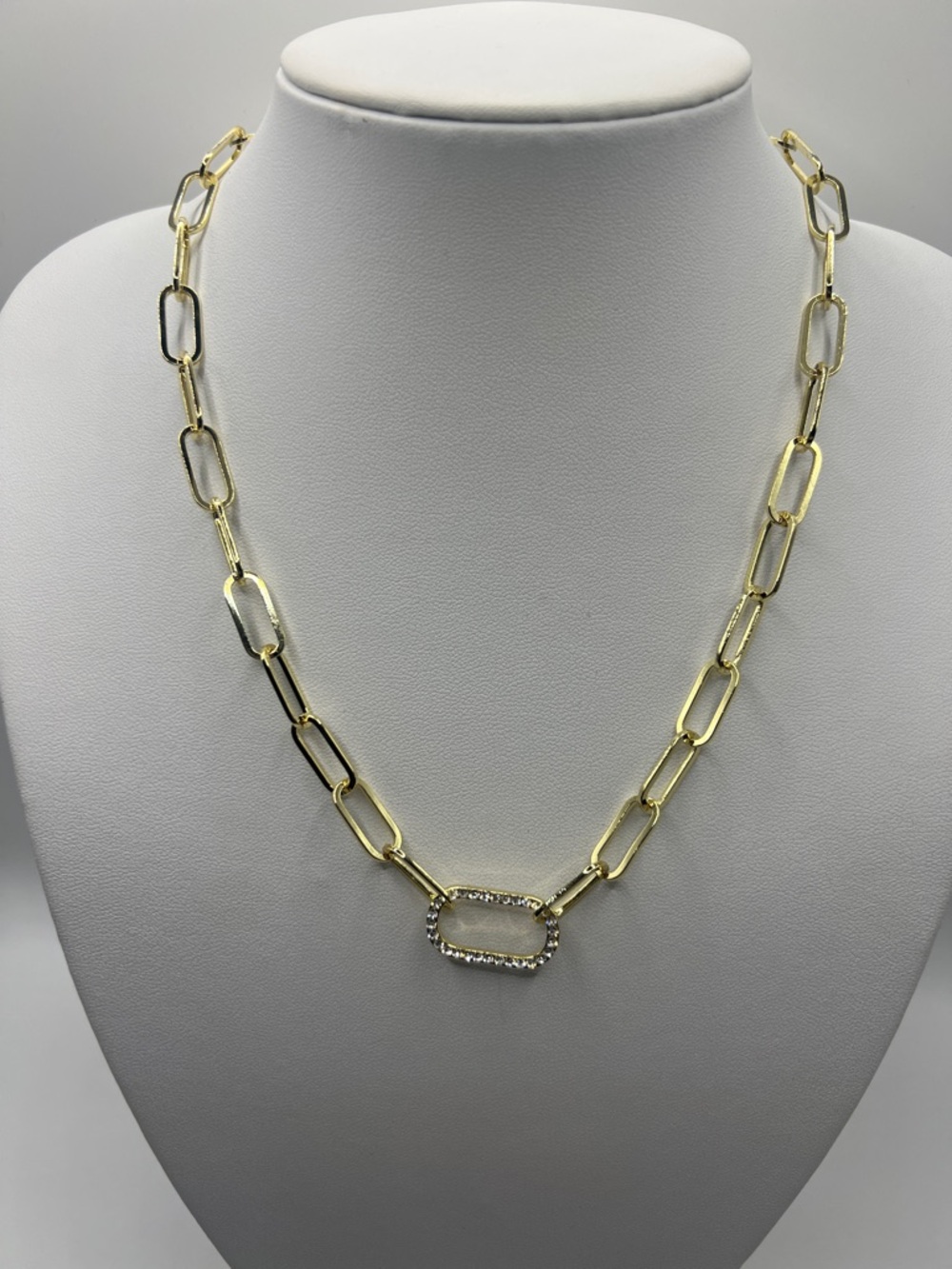 Adornia Tarnish Resistant 14k Gold Plated Paper Clip Chain Necklace - Picture 5 of 6